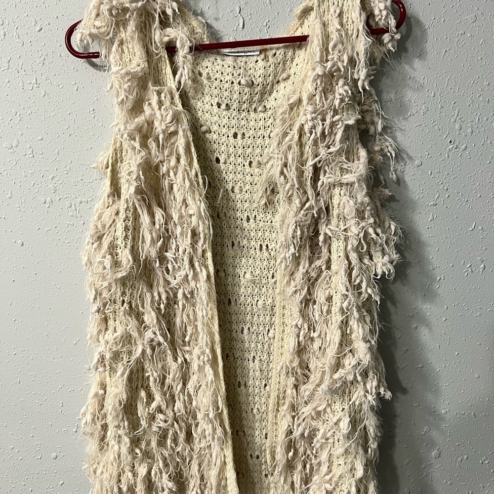 Cream Textured Women's Sweater Vest